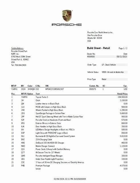 2024 Porsche Taycan Turbo S