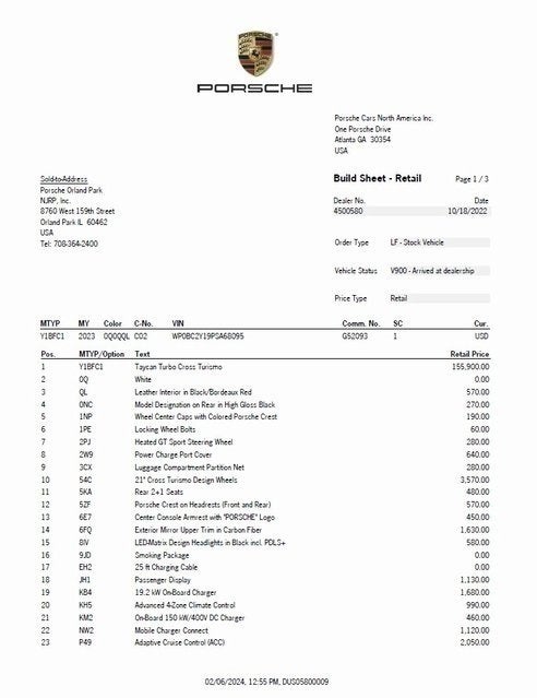 2023 Porsche Taycan Turbo CT Base