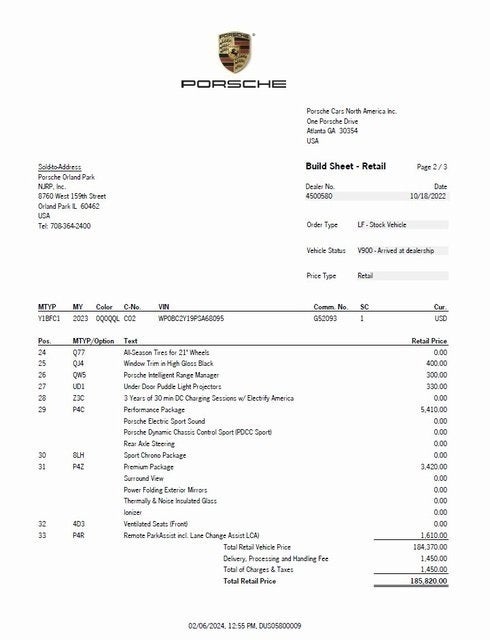 2023 Porsche Taycan Turbo CT Base
