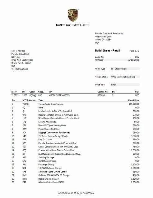 2023 Porsche Taycan Turbo CT Base