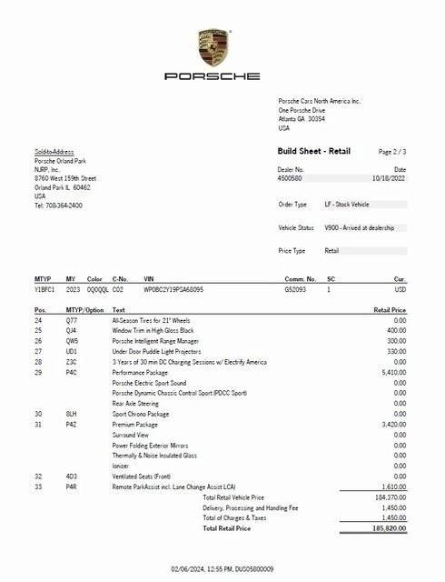 2023 Porsche Taycan Turbo CT Base