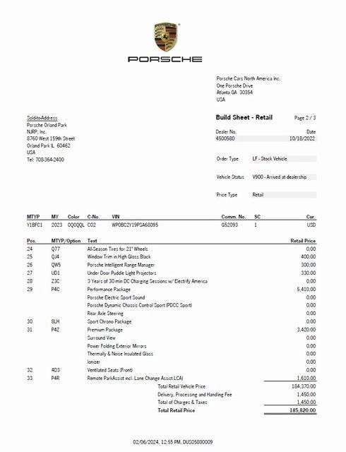 2023 Porsche Taycan Turbo CT Base