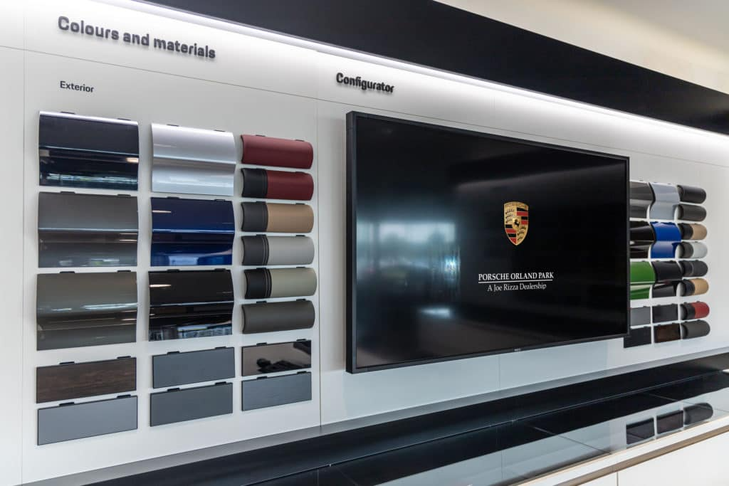 A wall showing examples of different colors and materials