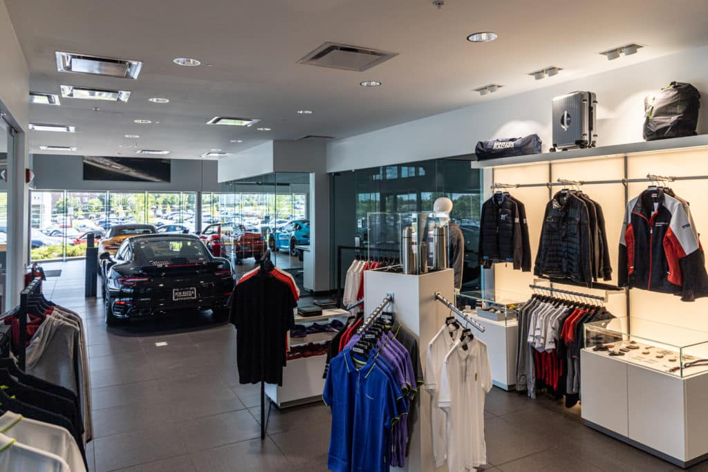 the dealership's porsche merchandise store